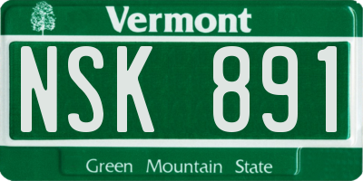 VT license plate NSK891