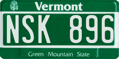 VT license plate NSK896