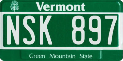 VT license plate NSK897