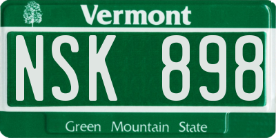 VT license plate NSK898