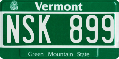 VT license plate NSK899