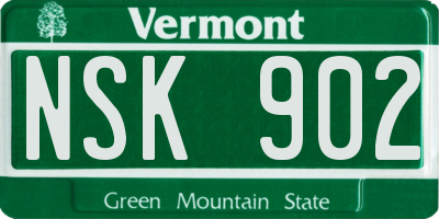 VT license plate NSK902