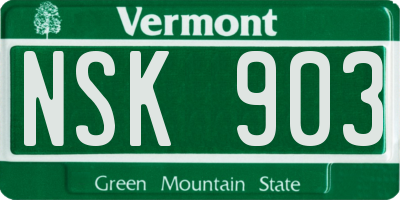 VT license plate NSK903
