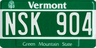 VT license plate NSK904