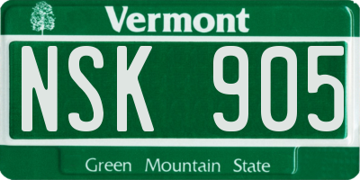 VT license plate NSK905