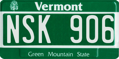 VT license plate NSK906