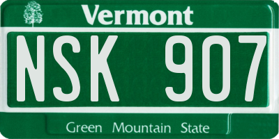 VT license plate NSK907