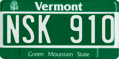 VT license plate NSK910