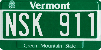 VT license plate NSK911