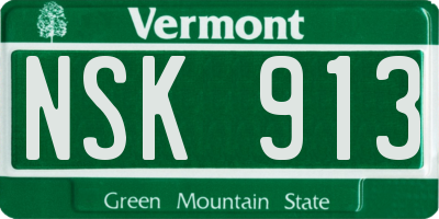 VT license plate NSK913