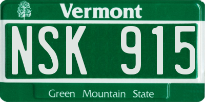 VT license plate NSK915