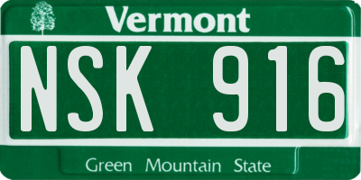 VT license plate NSK916