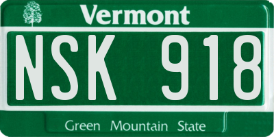 VT license plate NSK918