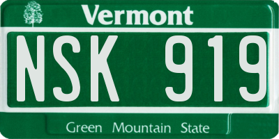 VT license plate NSK919