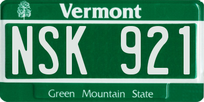 VT license plate NSK921