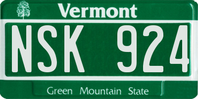 VT license plate NSK924