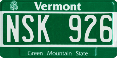 VT license plate NSK926