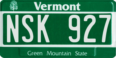 VT license plate NSK927