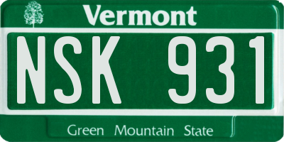 VT license plate NSK931