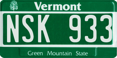 VT license plate NSK933