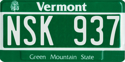 VT license plate NSK937