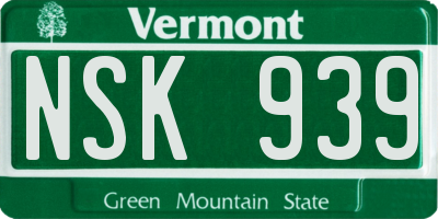 VT license plate NSK939