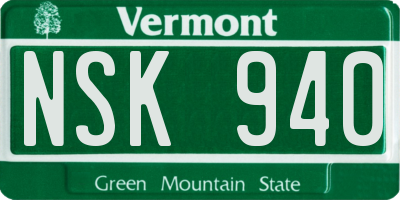 VT license plate NSK940