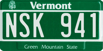VT license plate NSK941