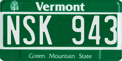 VT license plate NSK943