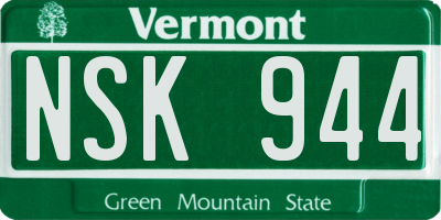 VT license plate NSK944