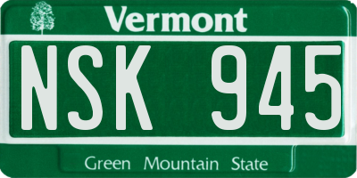 VT license plate NSK945