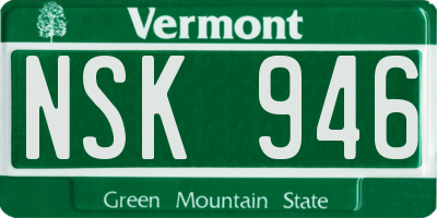 VT license plate NSK946