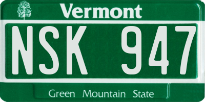 VT license plate NSK947