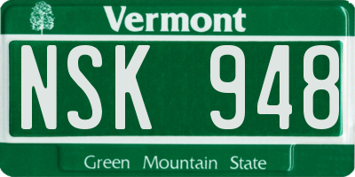 VT license plate NSK948