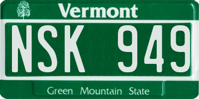 VT license plate NSK949