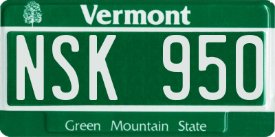VT license plate NSK950