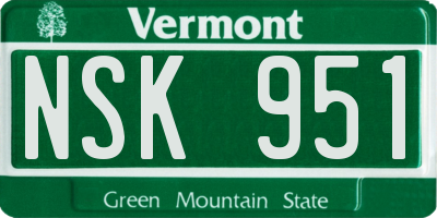 VT license plate NSK951
