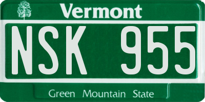 VT license plate NSK955