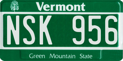 VT license plate NSK956
