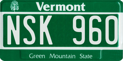VT license plate NSK960