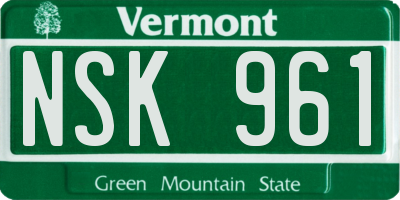 VT license plate NSK961