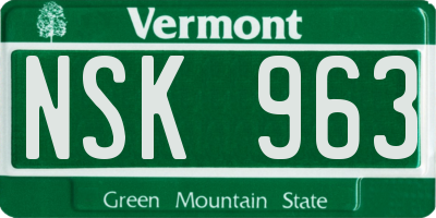 VT license plate NSK963