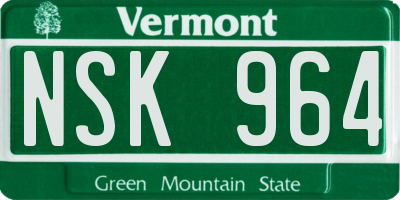 VT license plate NSK964