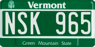 VT license plate NSK965