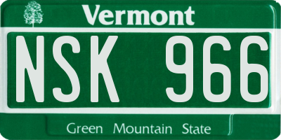 VT license plate NSK966