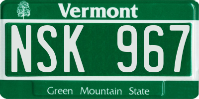 VT license plate NSK967
