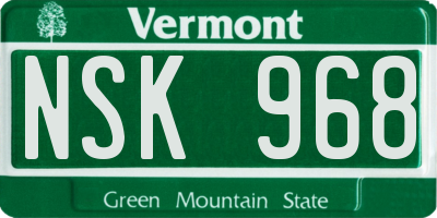 VT license plate NSK968