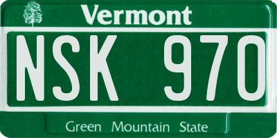 VT license plate NSK970