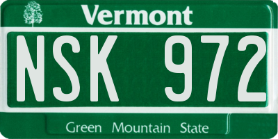 VT license plate NSK972