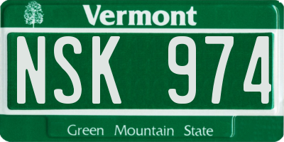VT license plate NSK974